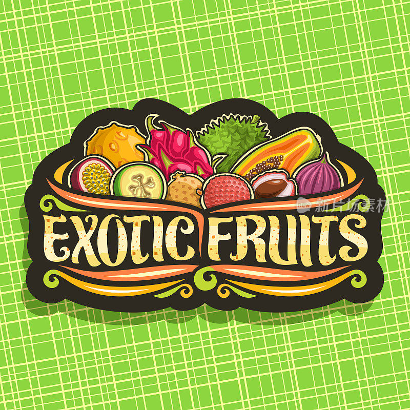 Vector label for Exotic Fruits
